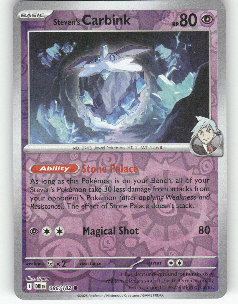 Steven's Carbink Reverse Holo Common SV10: Destined Rivals 086/182 NM