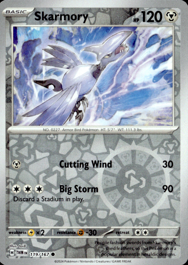 Skarmory Reverse Holo Common SV06: Twilight Masquerade 119/167 NM