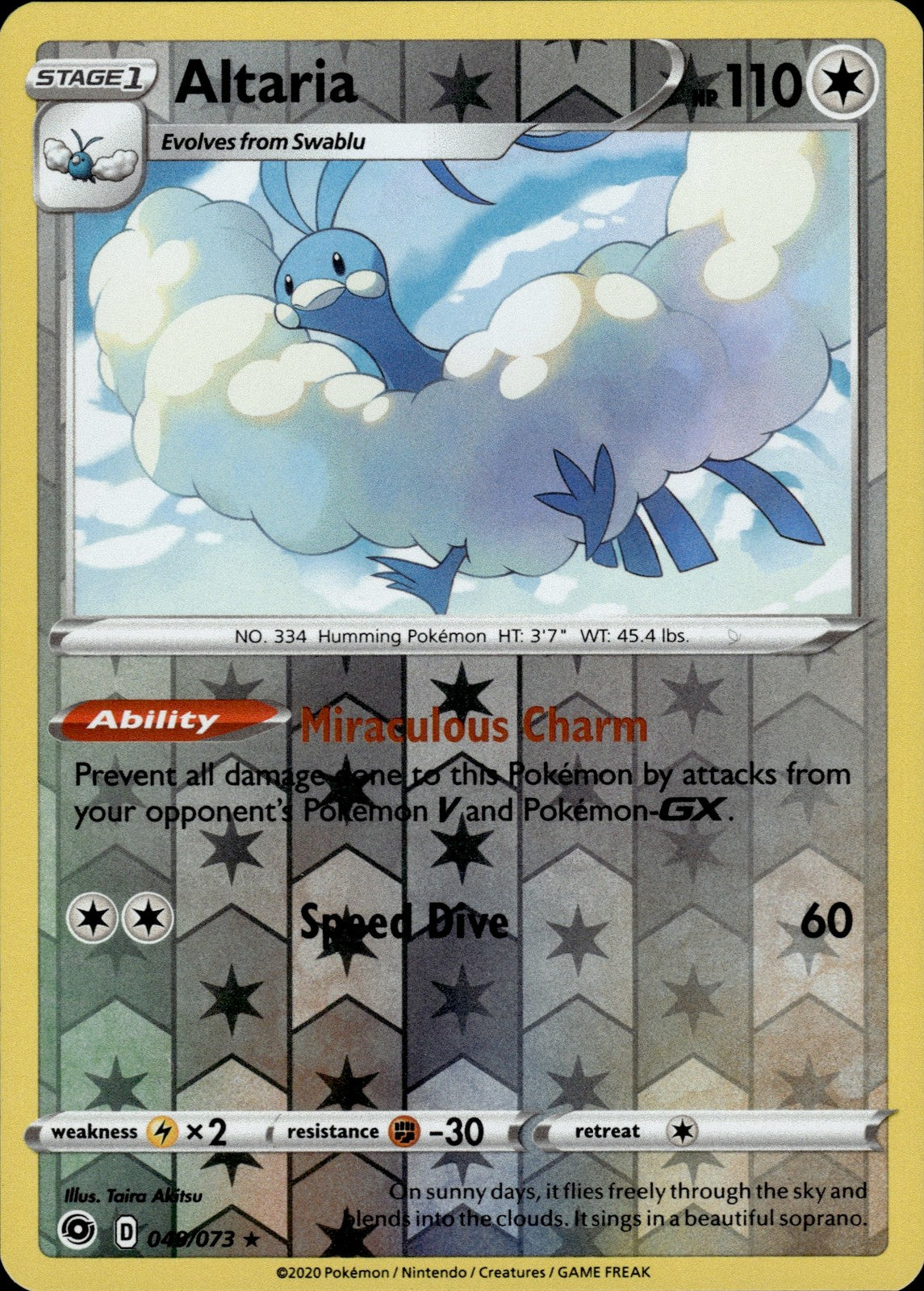 Altaria Reverse Holo Holo Rare Champion's Path 49/73 NM