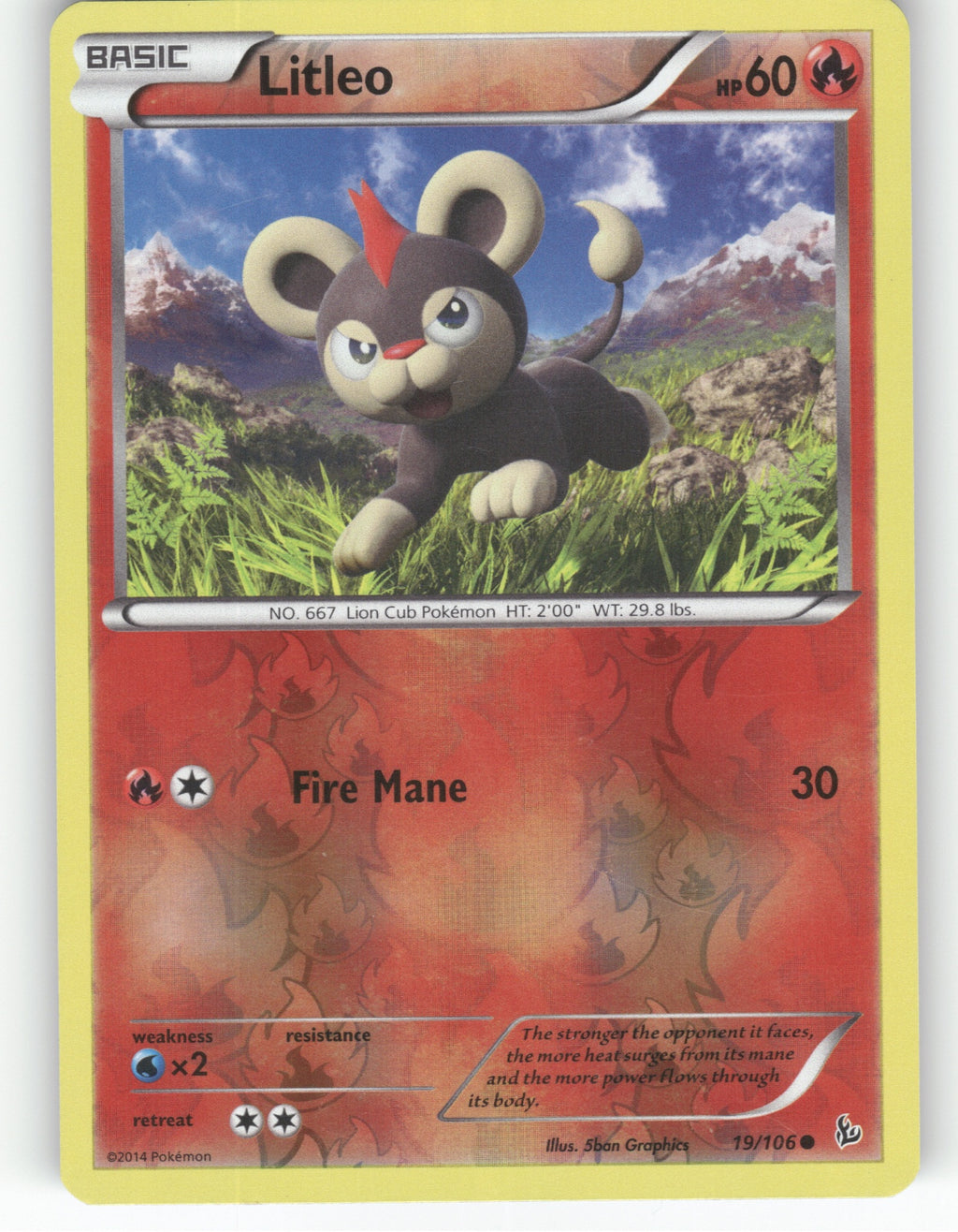 Litleo (19) Reverse Holo Common XY - Flashfire 19/106 NM