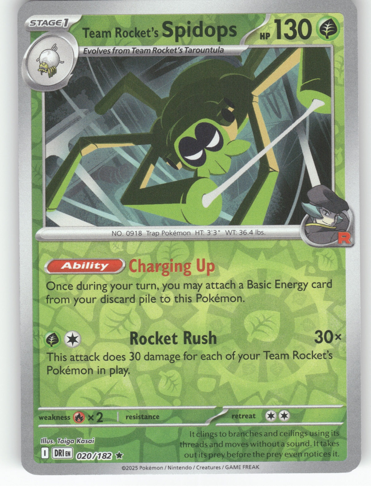 Team Rocket's Spidops - Reverse Holo Rare SV10: Destined Rivals 020/182 NM
