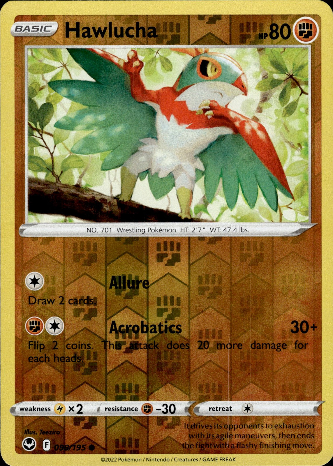 Hawlucha Reverse Holo Common SWSH12: Silver Tempest 098/195 NM