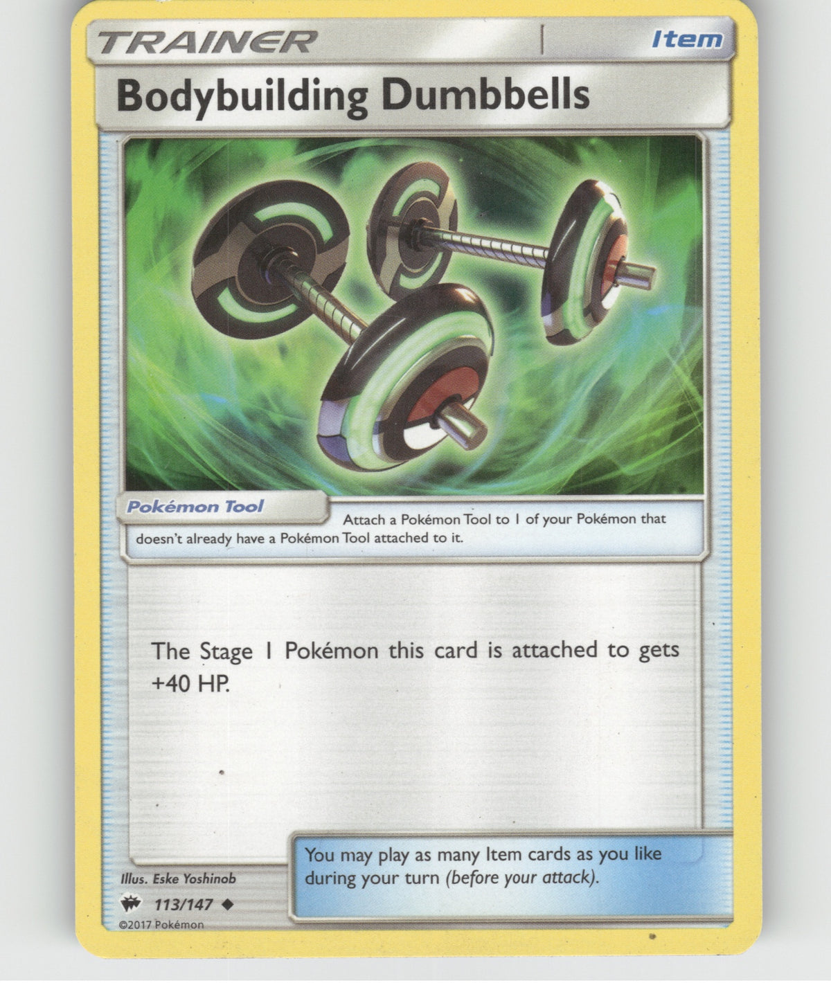 Bodybuilding Dumbbells Uncommon SM - Burning Shadows 113/147 NM