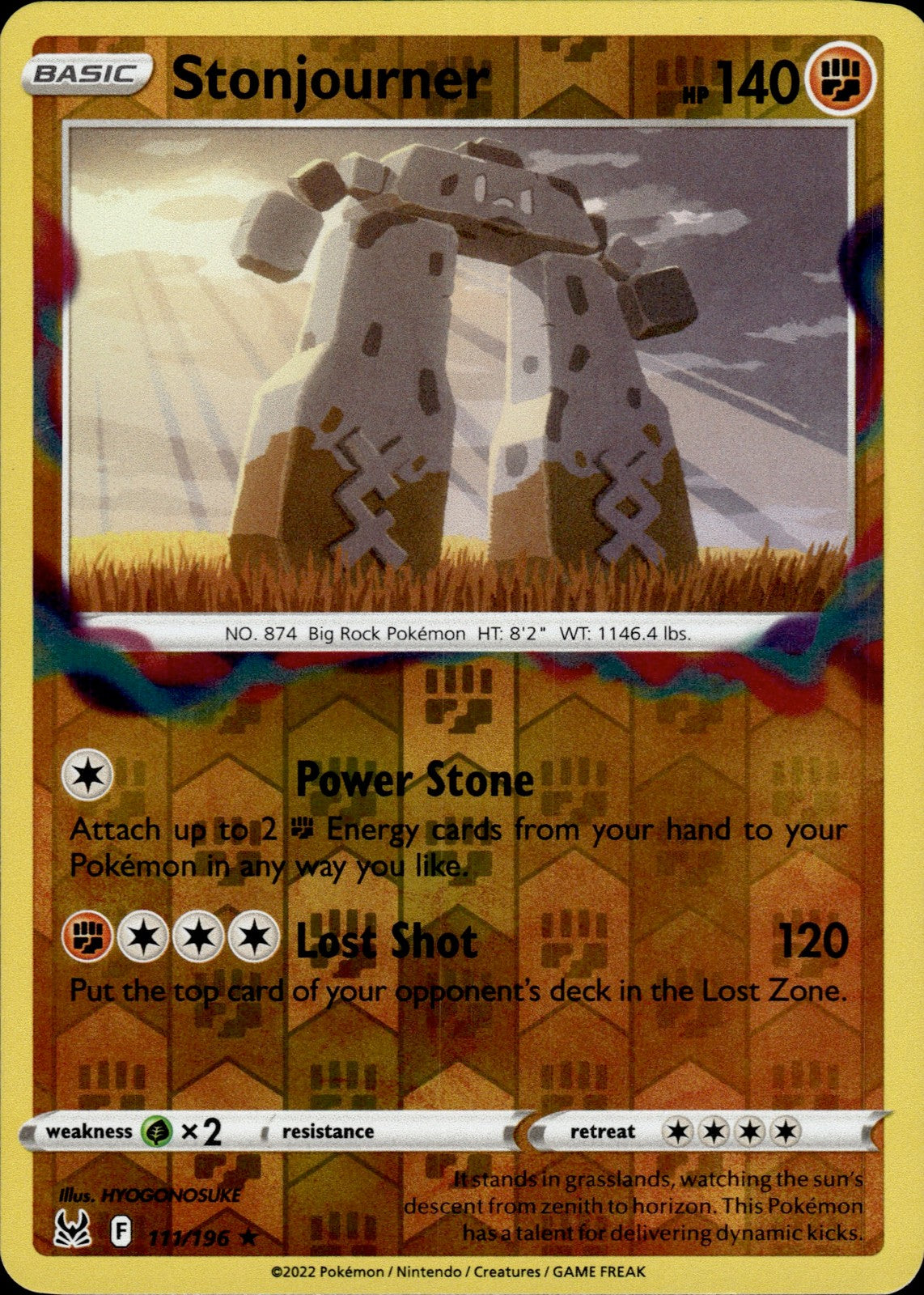 Stonjourner Reverse Holo Rare SWSH11: Lost Origin 111/196 NM