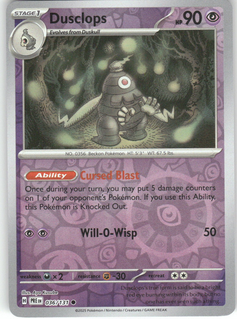 Dusclops Reverse Holo Common SV: Prismatic Evolutions 036/131 NM