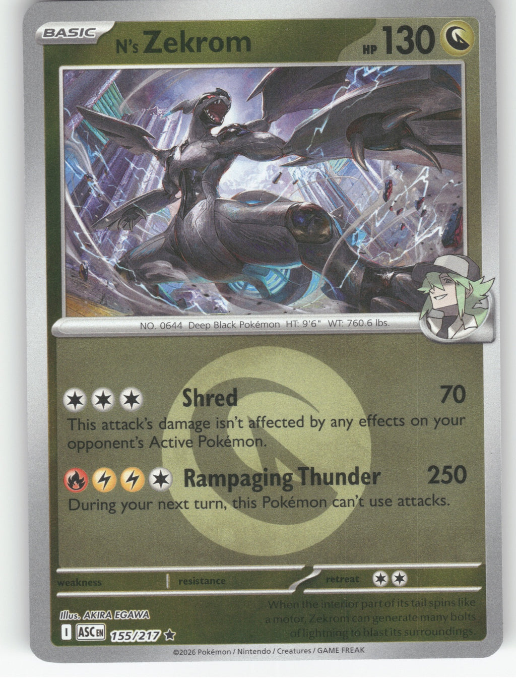 N's Zekrom (Energy Symbol Pattern) Reverse Holo Rare ME: Ascended Heroes 155/217
