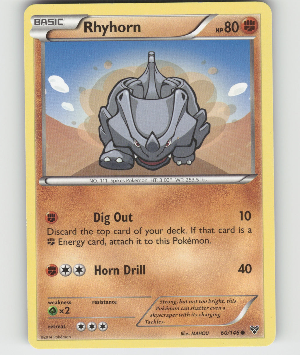 Rhyhorn Common XY Base Set 60/146 LP