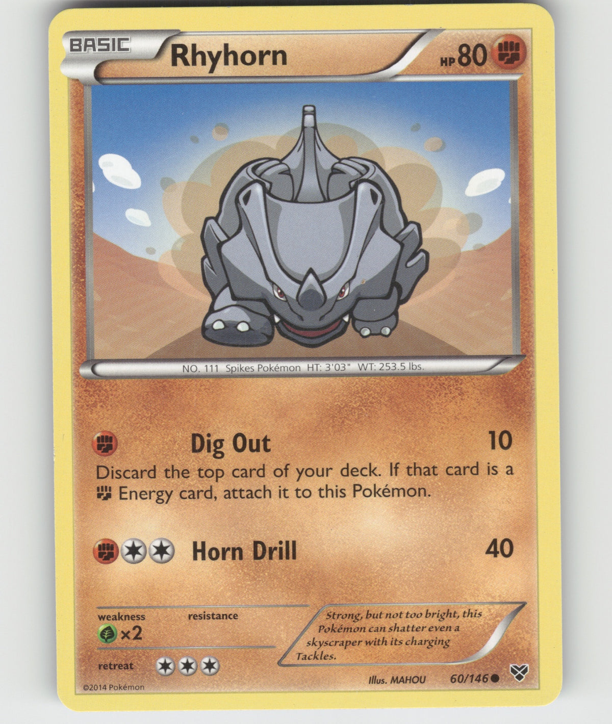 Rhyhorn Common XY Base Set 60/146 LP