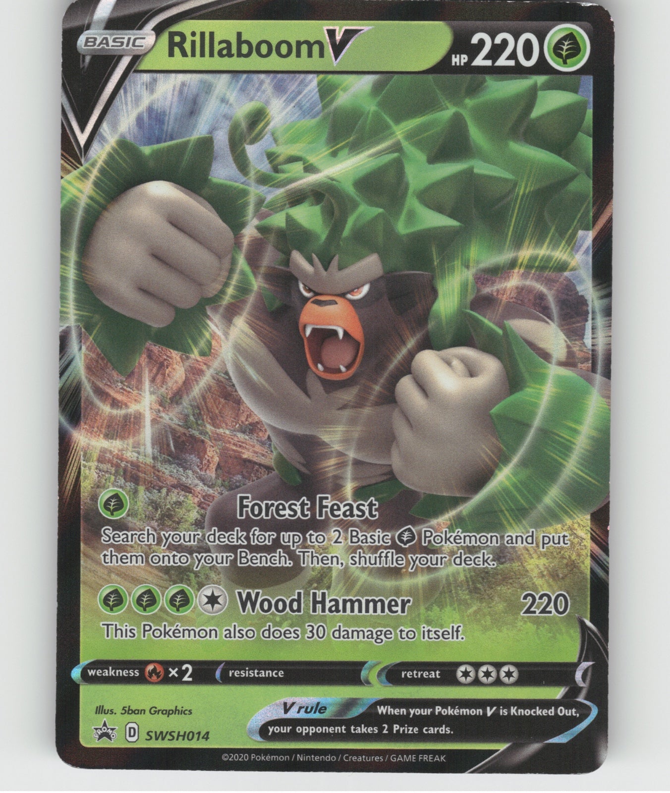 Rillaboom V Holo Ultra Rare SWSH02: Rebel Clash 017/192 NM