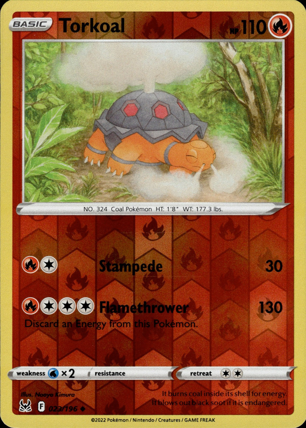 Torkoal Reverse Holo Uncommon SWSH11: Lost Origin 023/196 NM