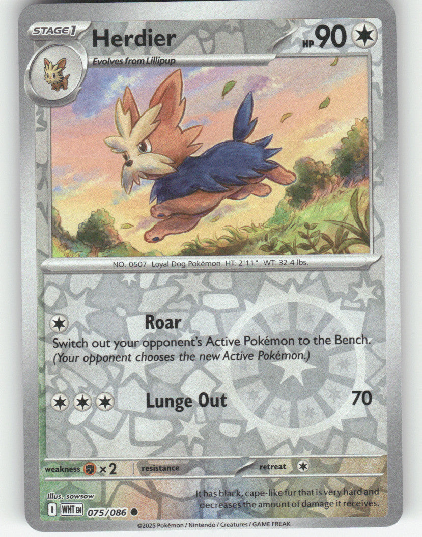 Herdier Reverse Holo Common SV: White Flare 075/086 NM