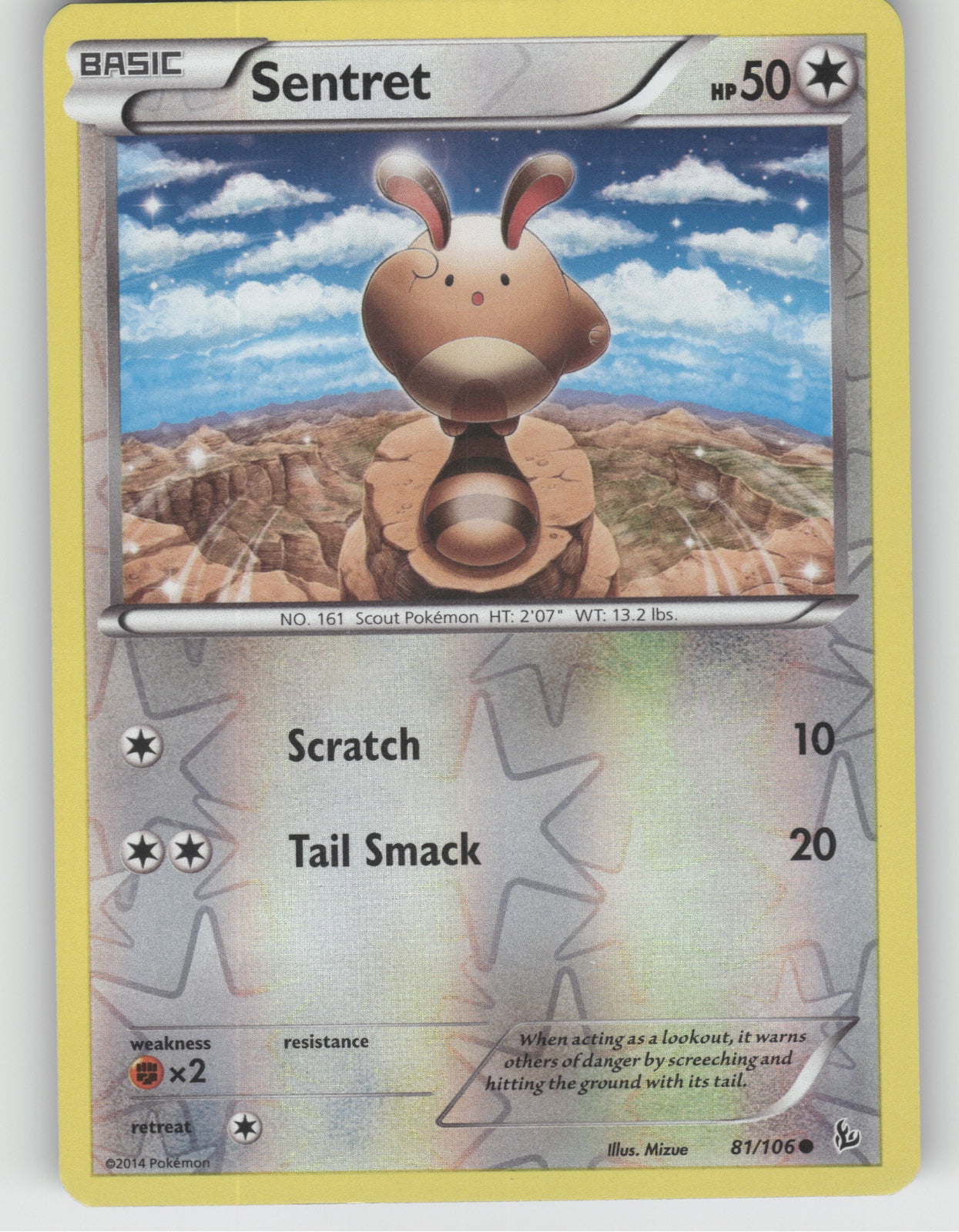 Sentret Reverse Holo Common XY - Flashfire 81/106 NM