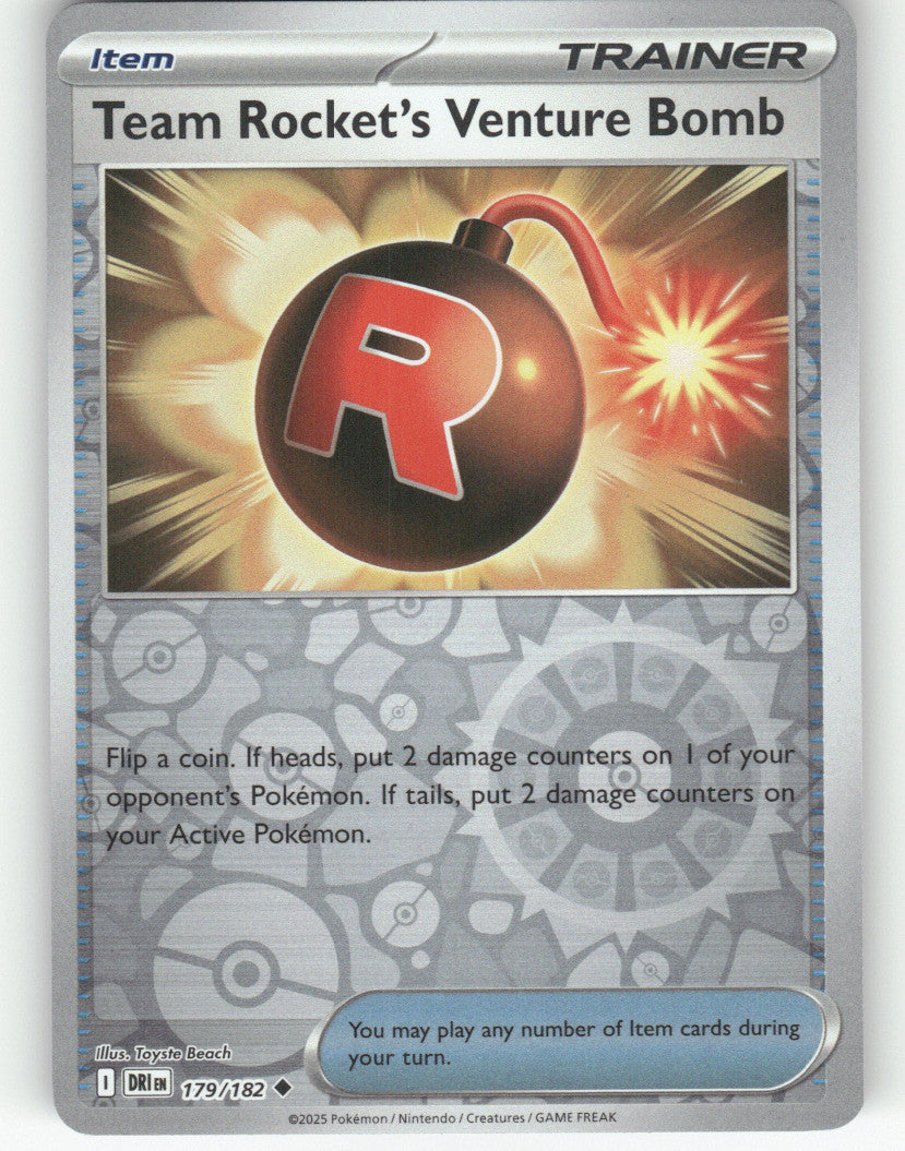 Team Rocket's Venture Bomb Reverse Holo Uncommon SV10: Destined Rivals 179/182 NM