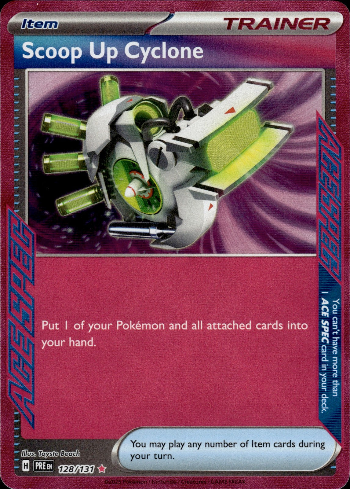 Scoop Up Cyclone Holo ACE SPEC Rare SV: Prismatic Evolutions 128/131 NM