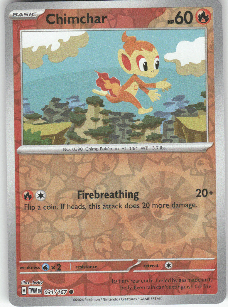 Chimchar Reverse Holo Common SV06: Twilight Masquerade 031/167 NM