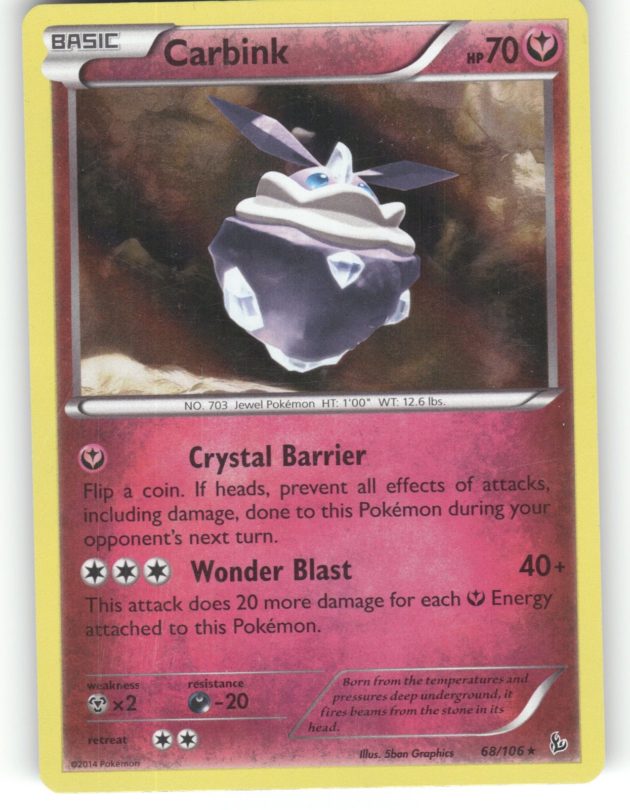 Carbink Holo Rare XY - Flashfire 68/106 NM