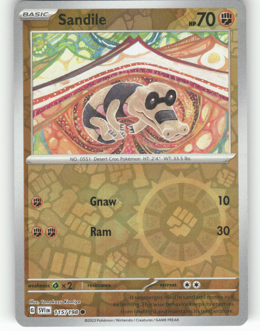 Sandile Reverse Holo Common SV01: Scarlet & Violet Base Set 115/198 NM