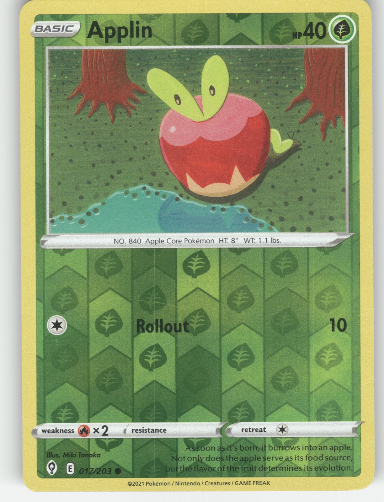 Applin Reverse Holo Common SWSH07: Evolving Skies 017/203 NM