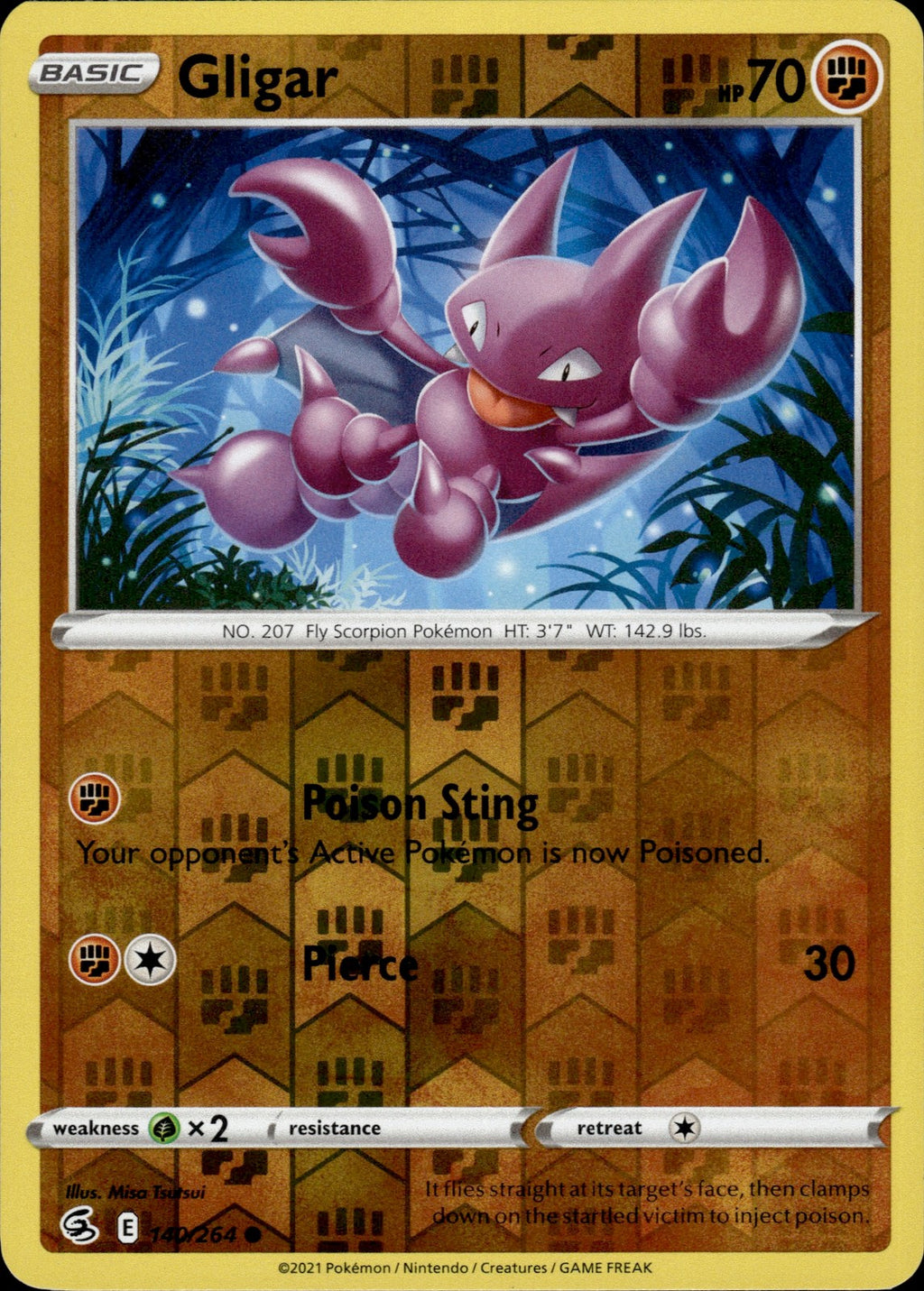 Gligar Reverse Holo Common SWSH08: Fusion Strike 140/264 NM