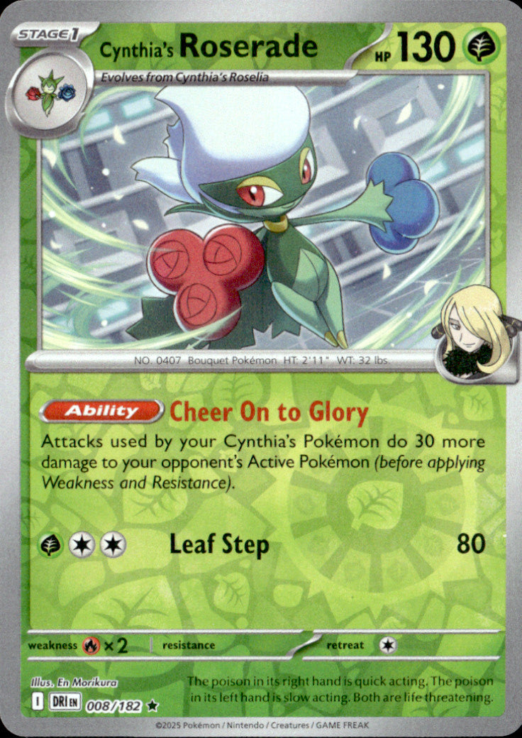 Cynthia's Roserade Reverse Holo Rare SV10: Destined Rivals 008/182 NM