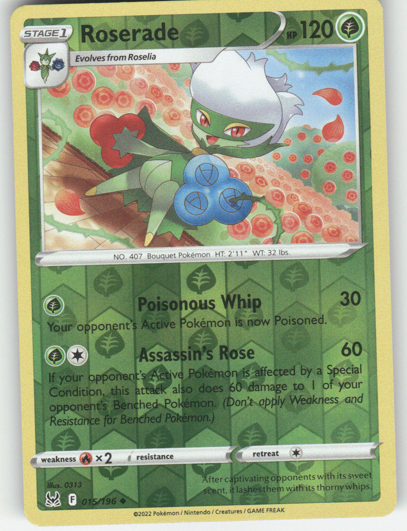 Roserade Reverse Holo Uncommon SWSH11: Lost Origin 015/196 NM