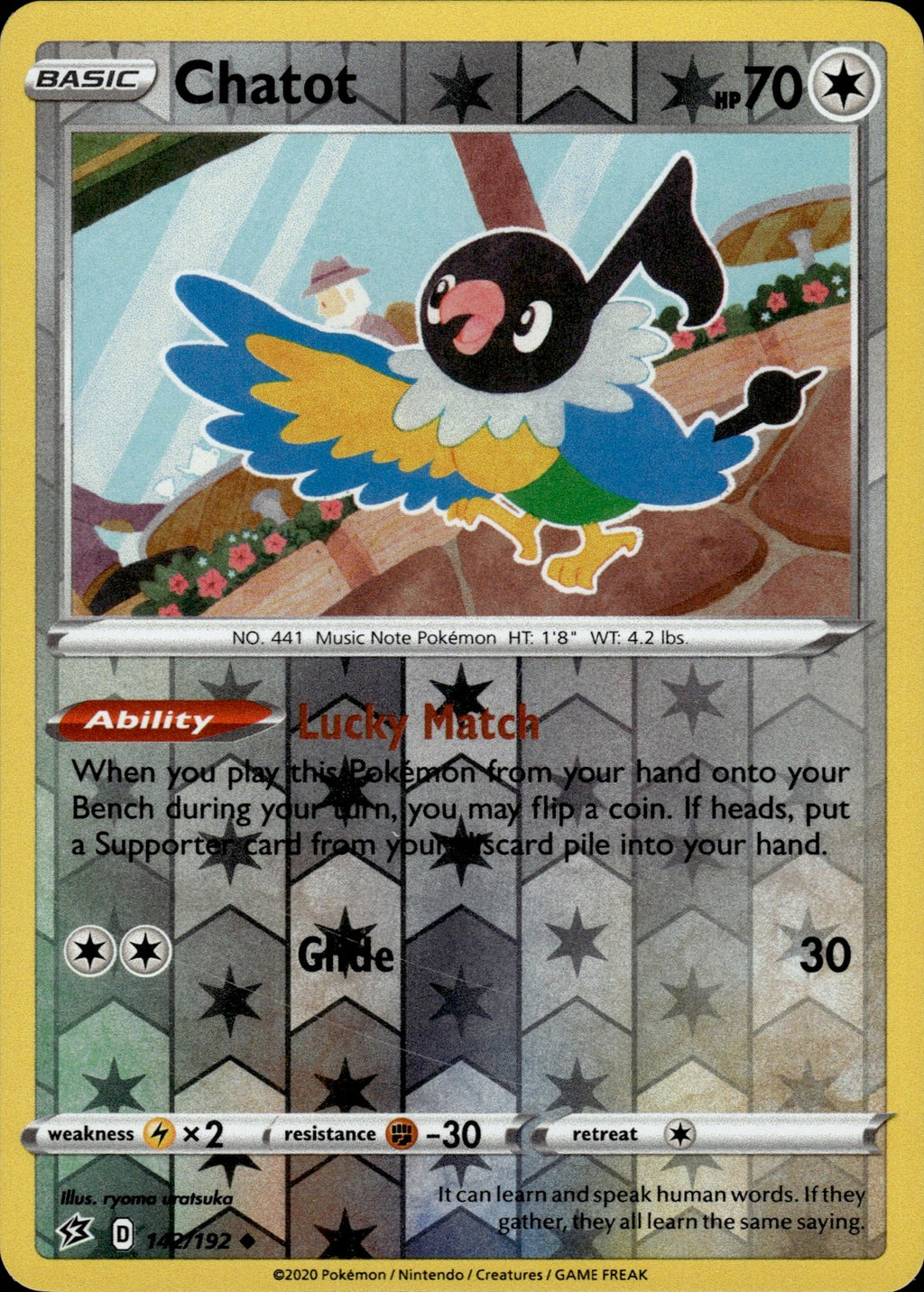 Chatot Reverse Holo Uncommon SWSH02: Rebel Clash 142/192 NM