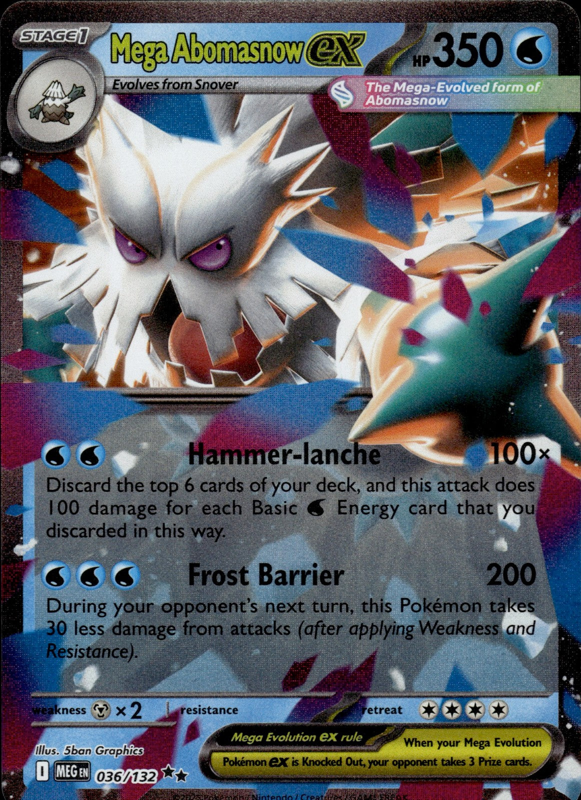 Mega Abomasnow ex Holo Double Rare ME01: Mega Evolution 036/132 NM