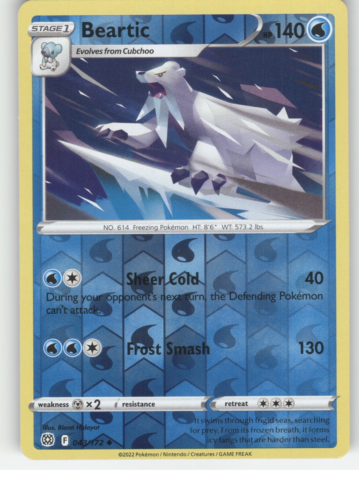 Beartic Reverse Holo Uncommon SWSH09: Brilliant Stars 043/172 NM