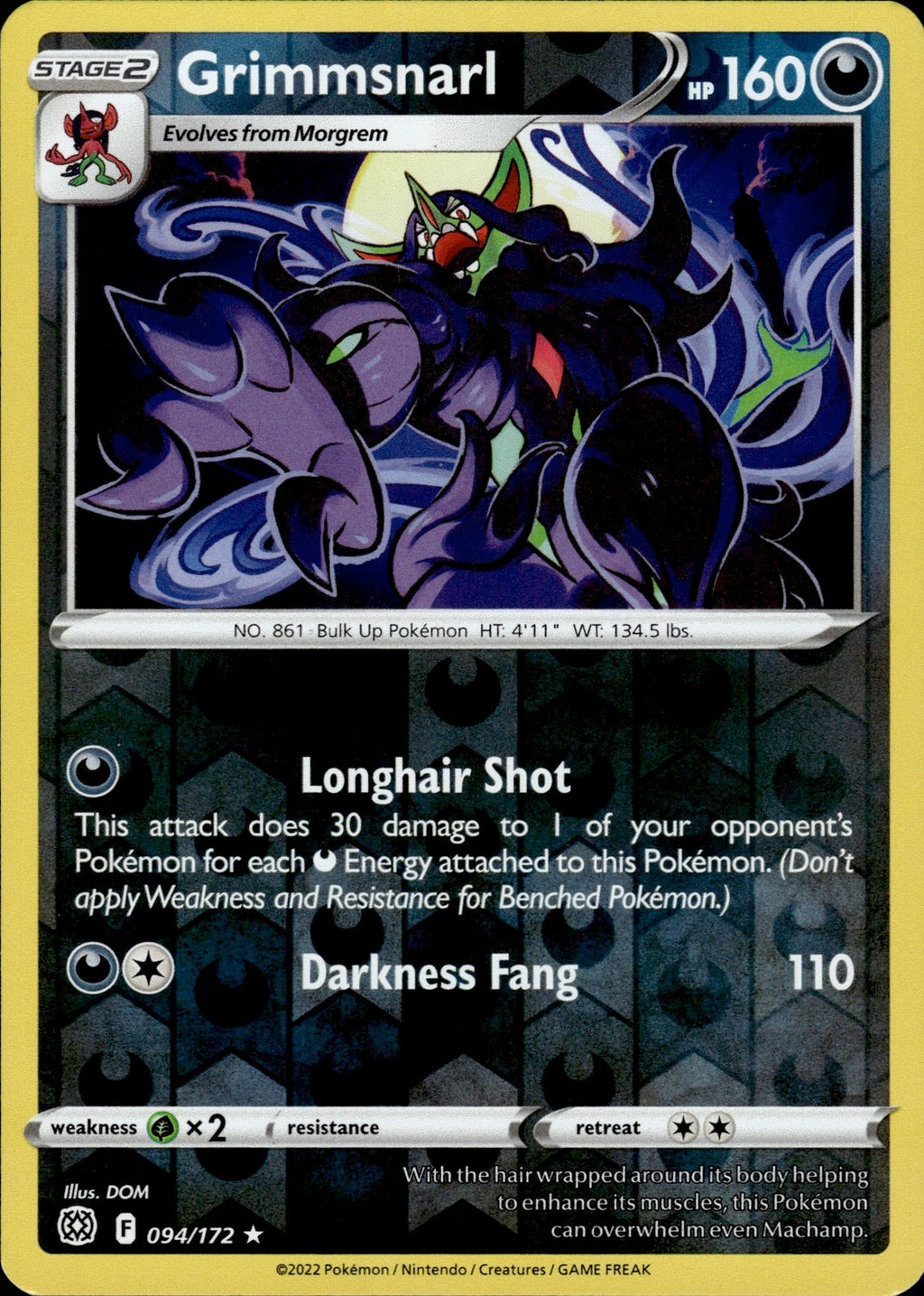 Grimmsnarl Reverse Holo Rare SWSH09: Brilliant Stars 094/172 NM