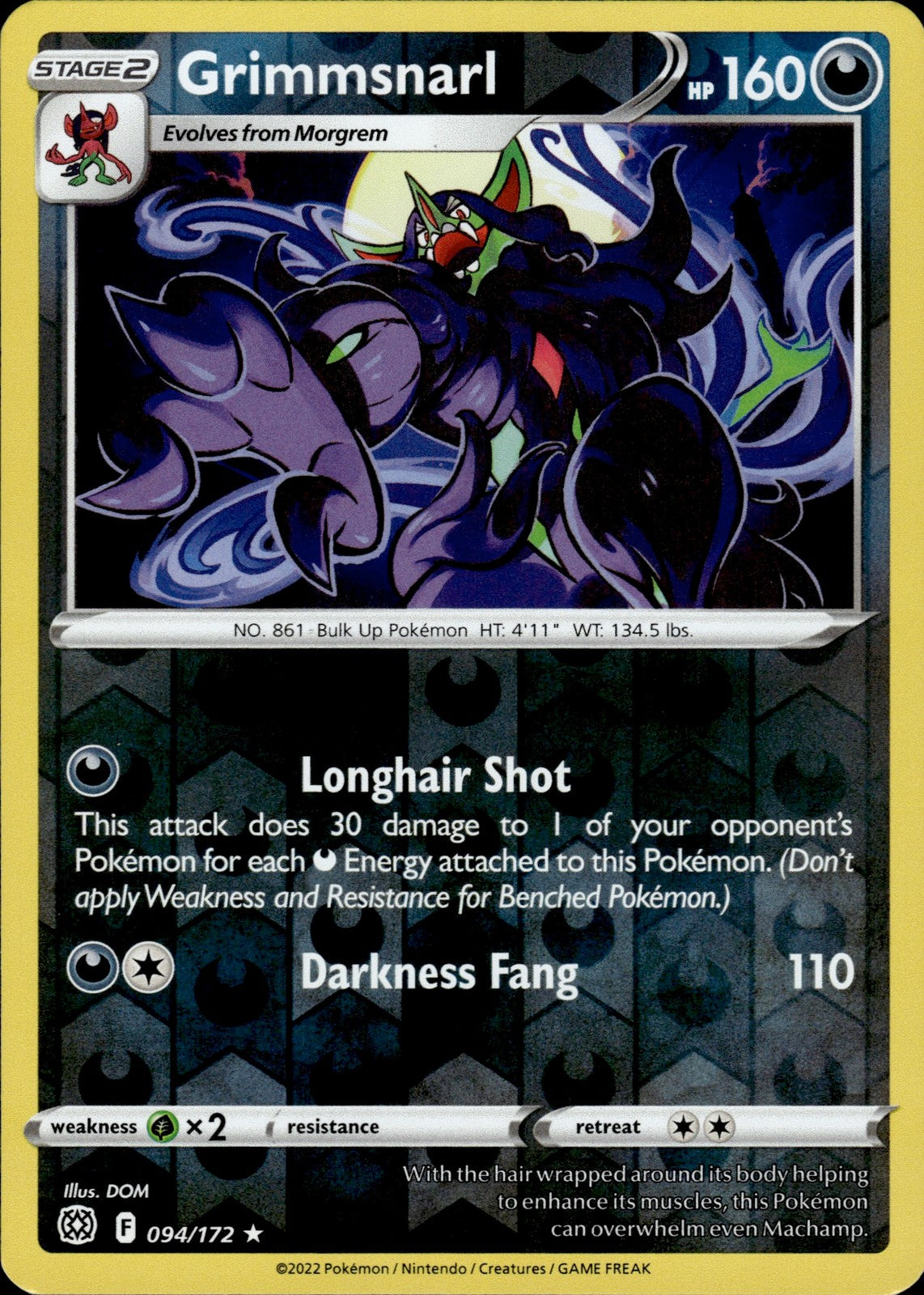 Grimmsnarl Reverse Holo Rare SWSH09: Brilliant Stars 094/172 NM