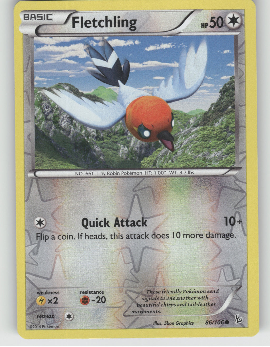 Fletchling Reverse Holo Common XY - Flashfire 86/106 NM