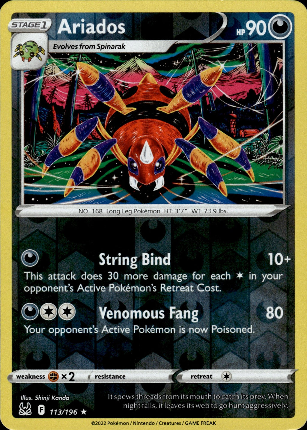 Ariados Reverse Holo Rare SWSH11: Lost Origin 113/196 NM