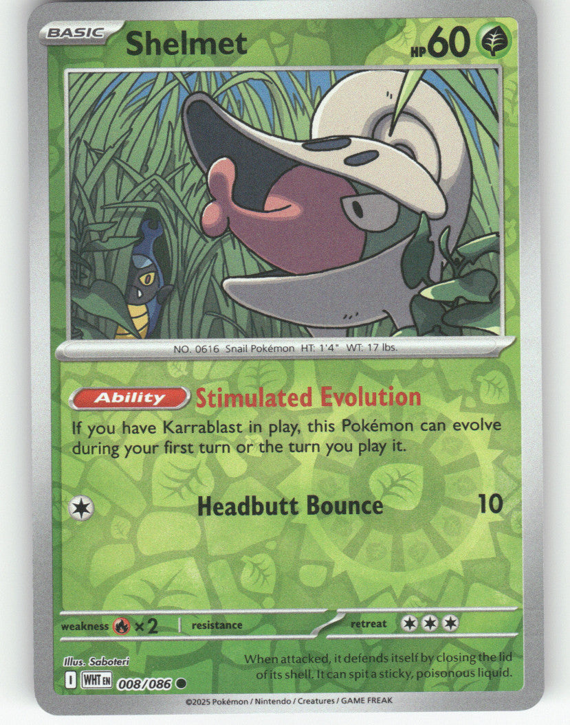 Shelmet Reverse Holo Common SV: White Flare 008/086 NM