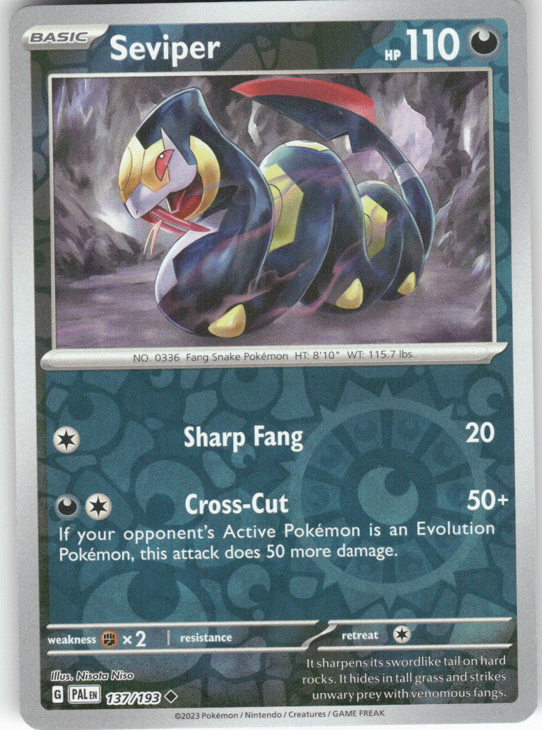 Seviper Reverse Holo Uncommon SV02: Paldea Evolved 137/193 NM