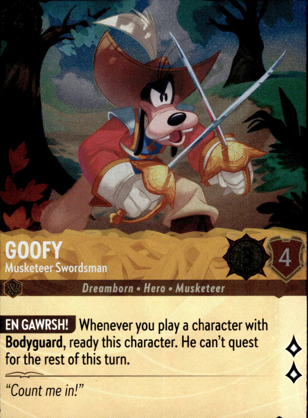 Goofy - Musketeer Swordsman Cold Foil Rare Ursula's Return 12/204 NM