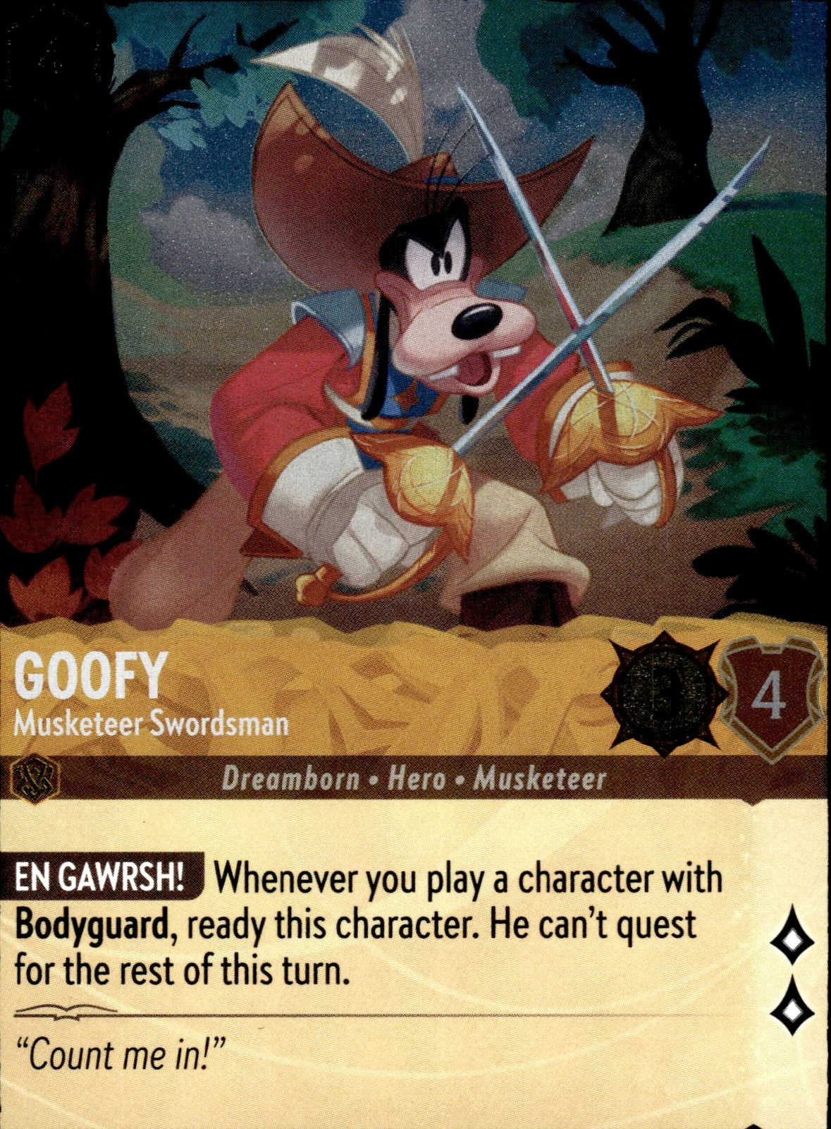 Goofy - Musketeer Swordsman Cold Foil Rare Ursula's Return 12/204 NM