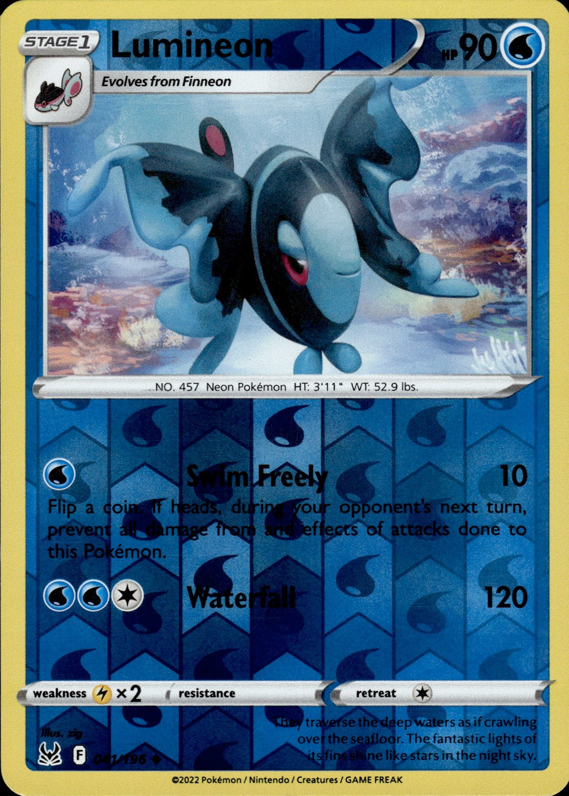 Lumineon Reverse Holo Uncommon SWSH11: Lost Origin 041/196 NM
