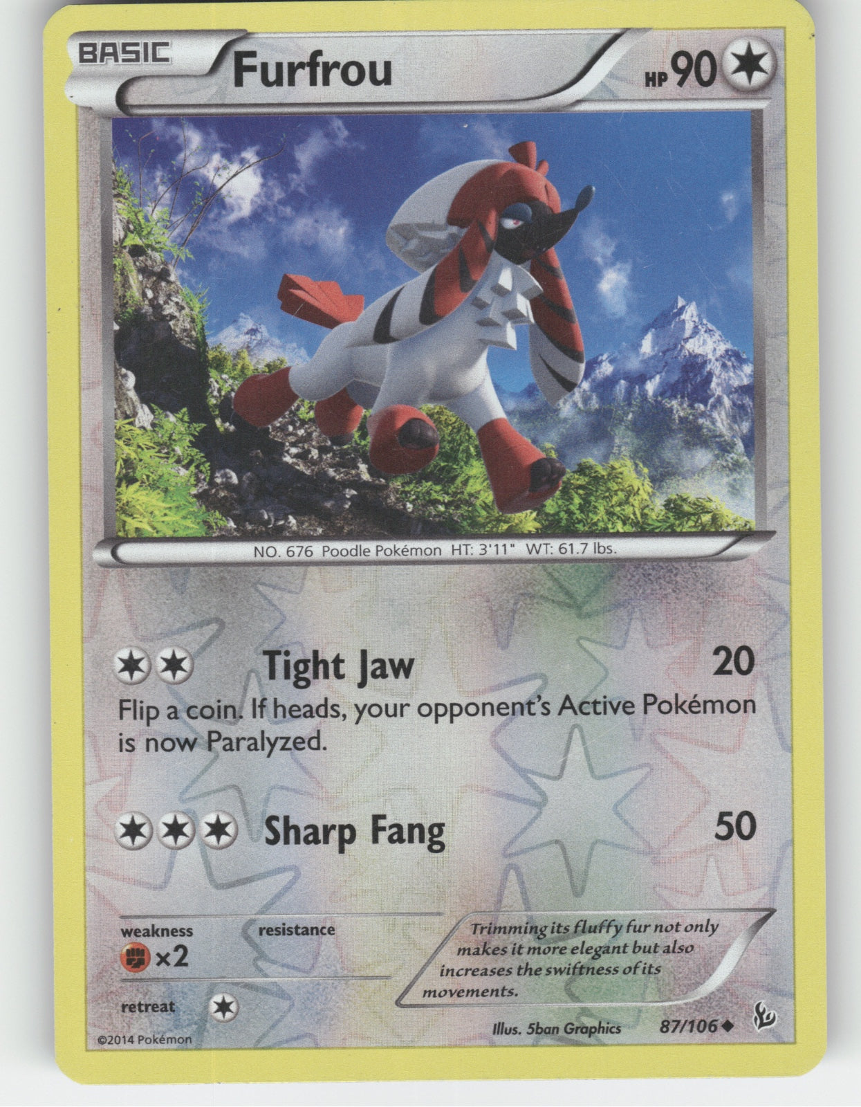 Furfrou Reverse Holo Uncommon XY - Flashfire 87/106 NM