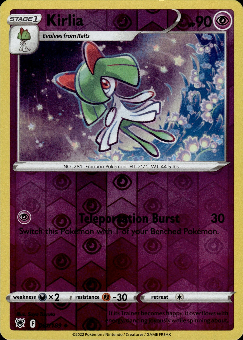 Kirlia Reverse Holo Uncommon SWSH10: Astral Radiance 061/189 NM