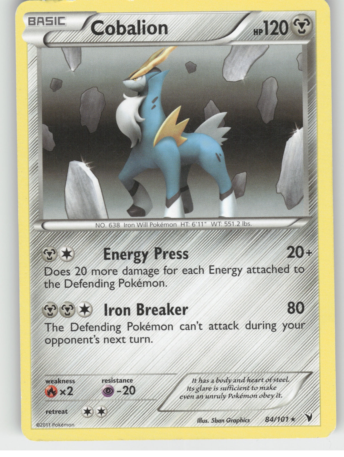 Cobalion Holo Rare Noble Victories 84/101 MP