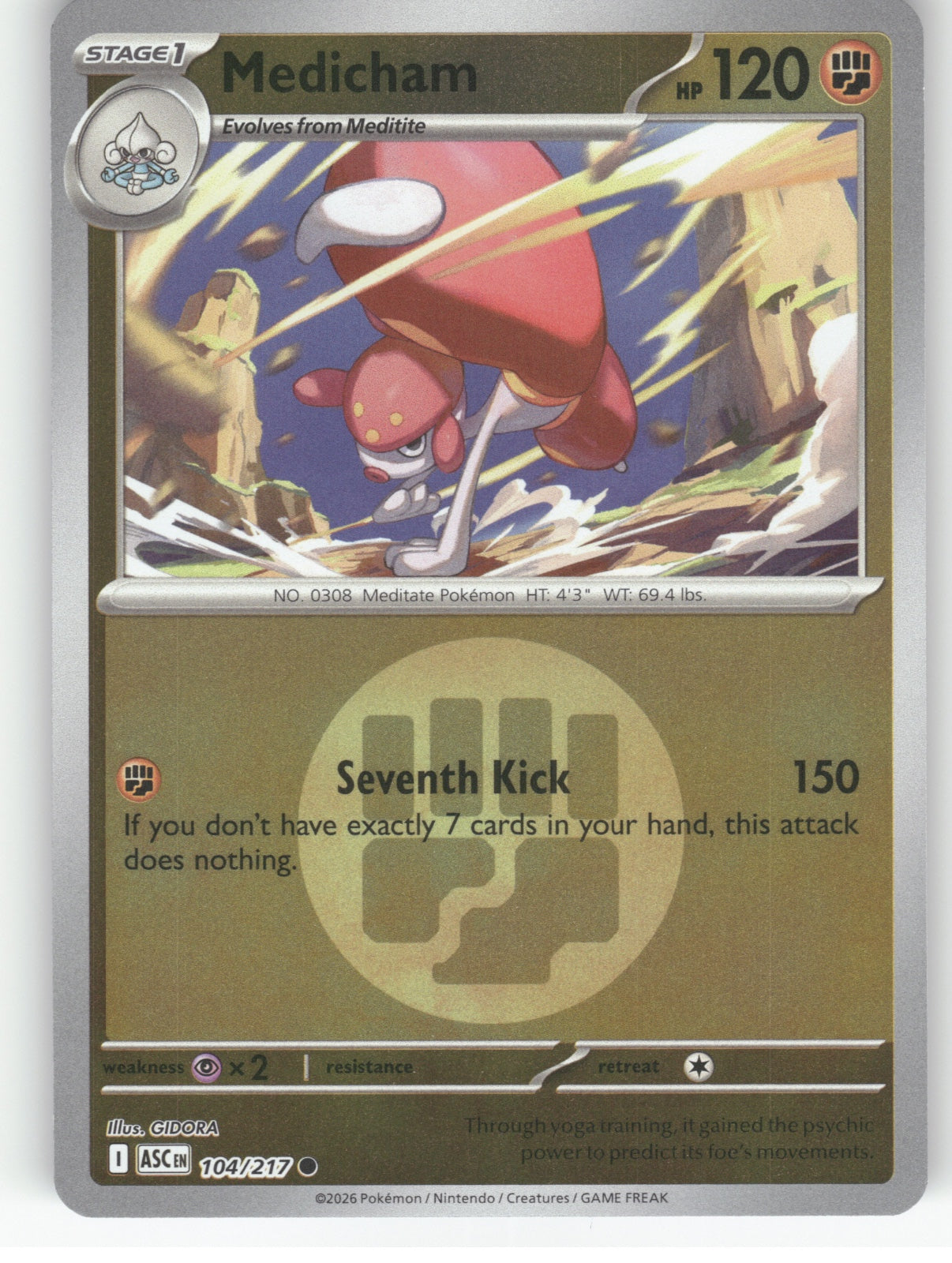 Medicham - (Energy Symbol Pattern) Reverse Holo Common ME: Ascended Heroes 104/2