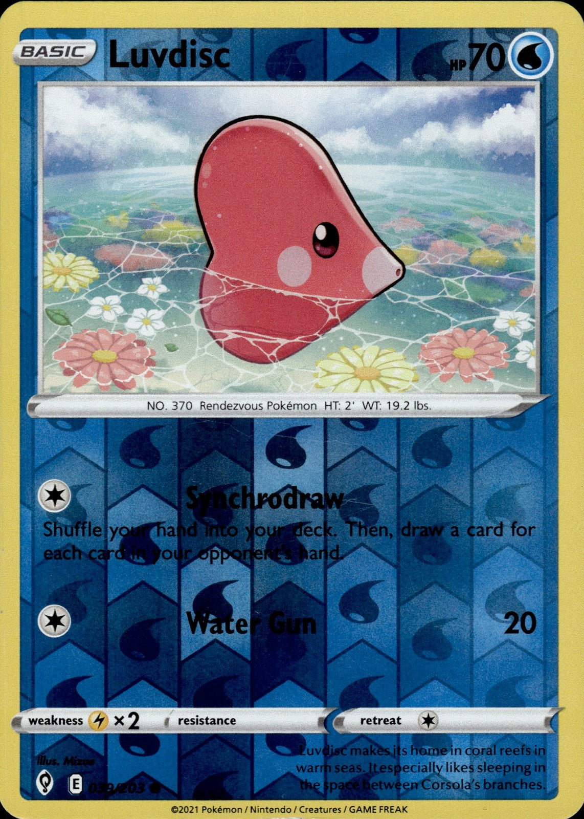 Luvdisc Reverse Holo Common SWSH07: Evolving Skies 039/203 NM