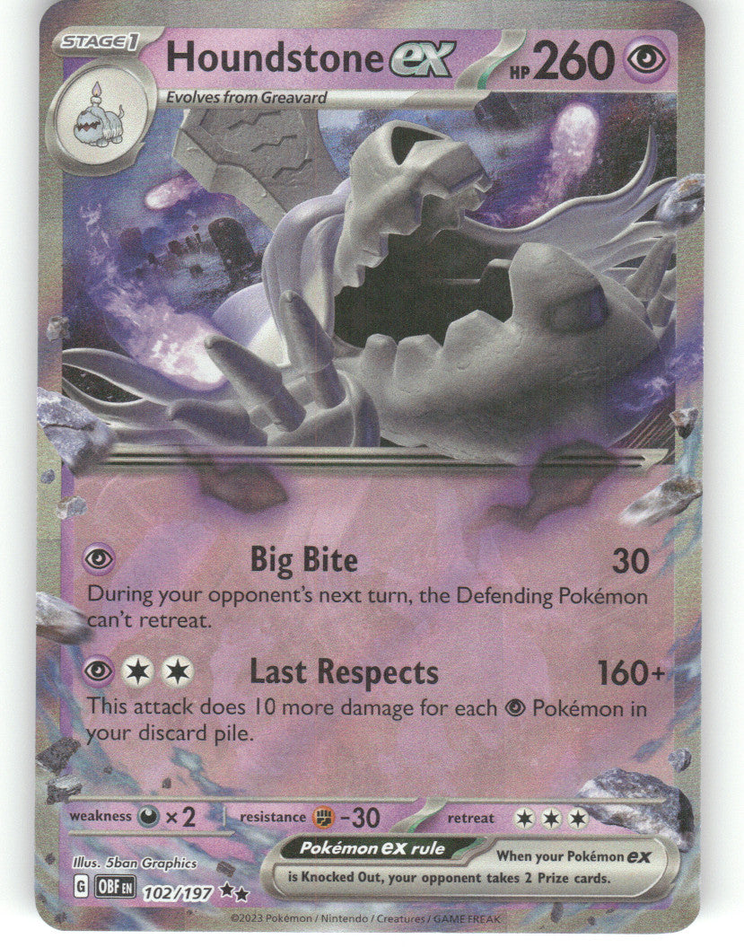 Houndstone ex Holo Double Rare SV03: Obsidian Flames 102/197 NM