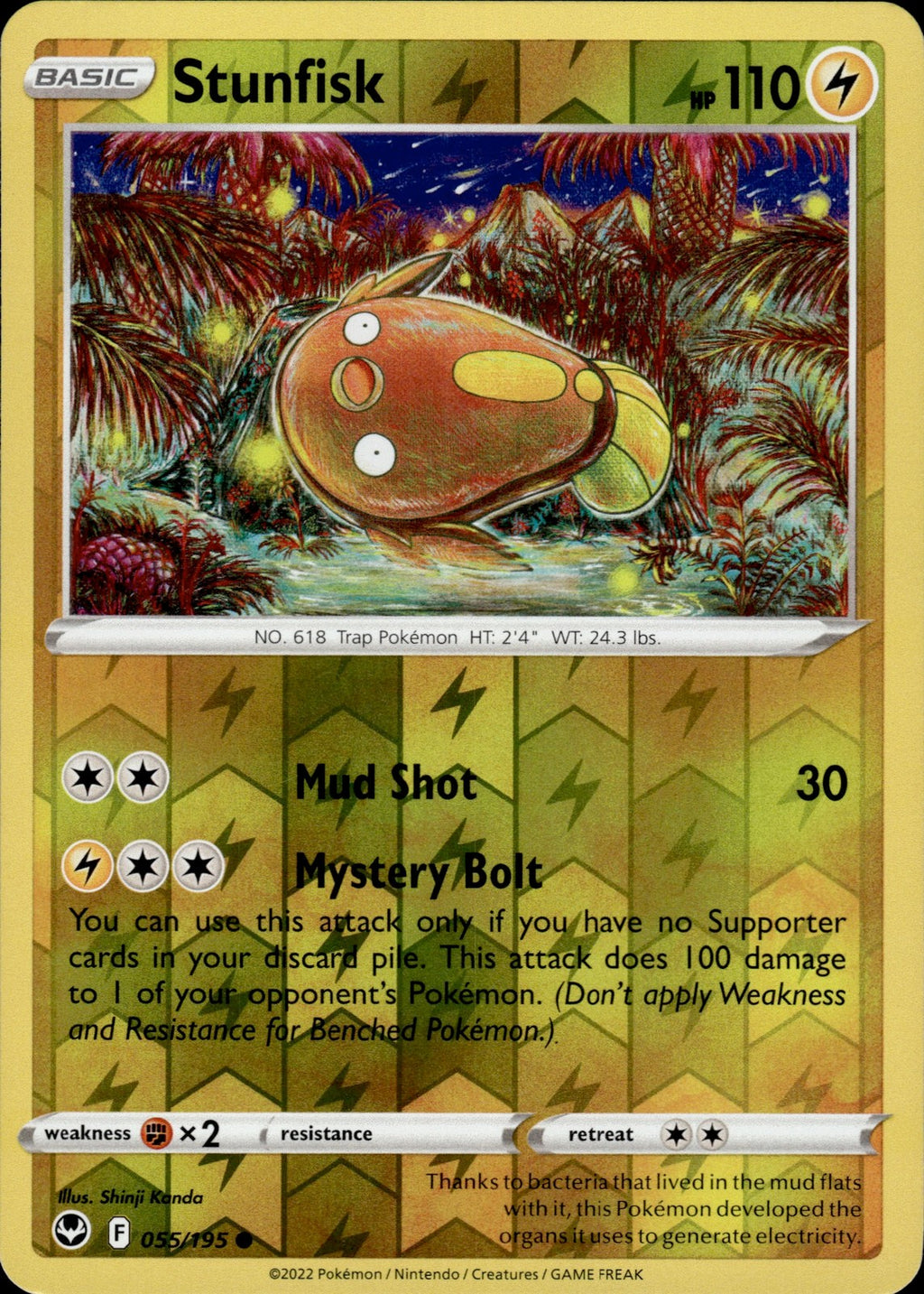 Stunfisk Reverse Holo Common SWSH12: Silver Tempest 055/195 NM