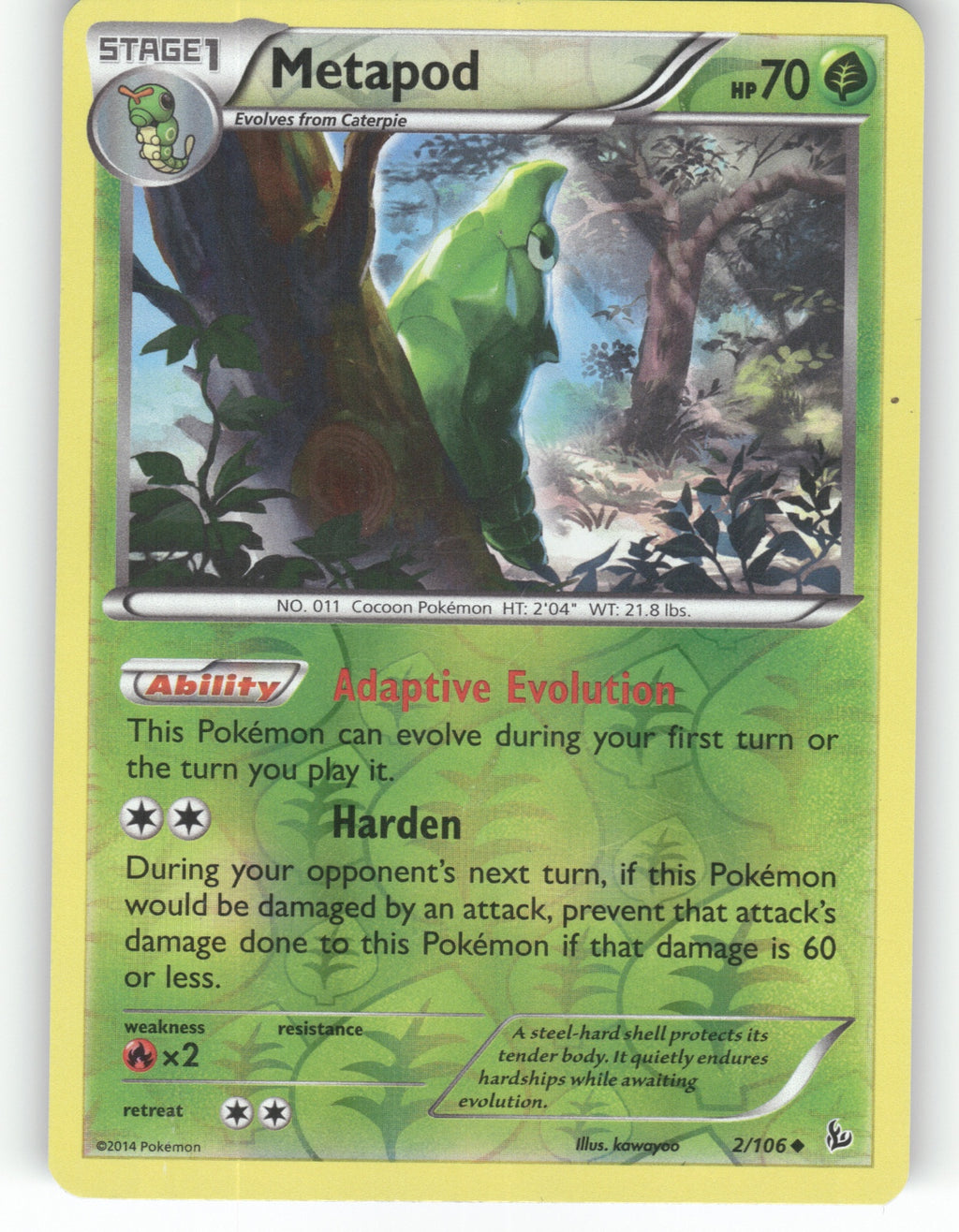Metapod Reverse Holo Uncommon XY - Flashfire 2/106 NM