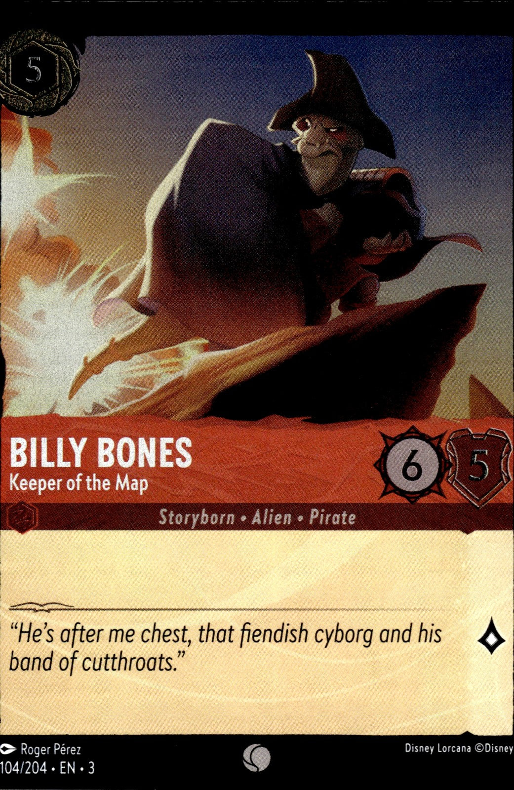 Billy Bones - Keeper of the Map Cold Foil Common Into the Inklands 104/204 NM