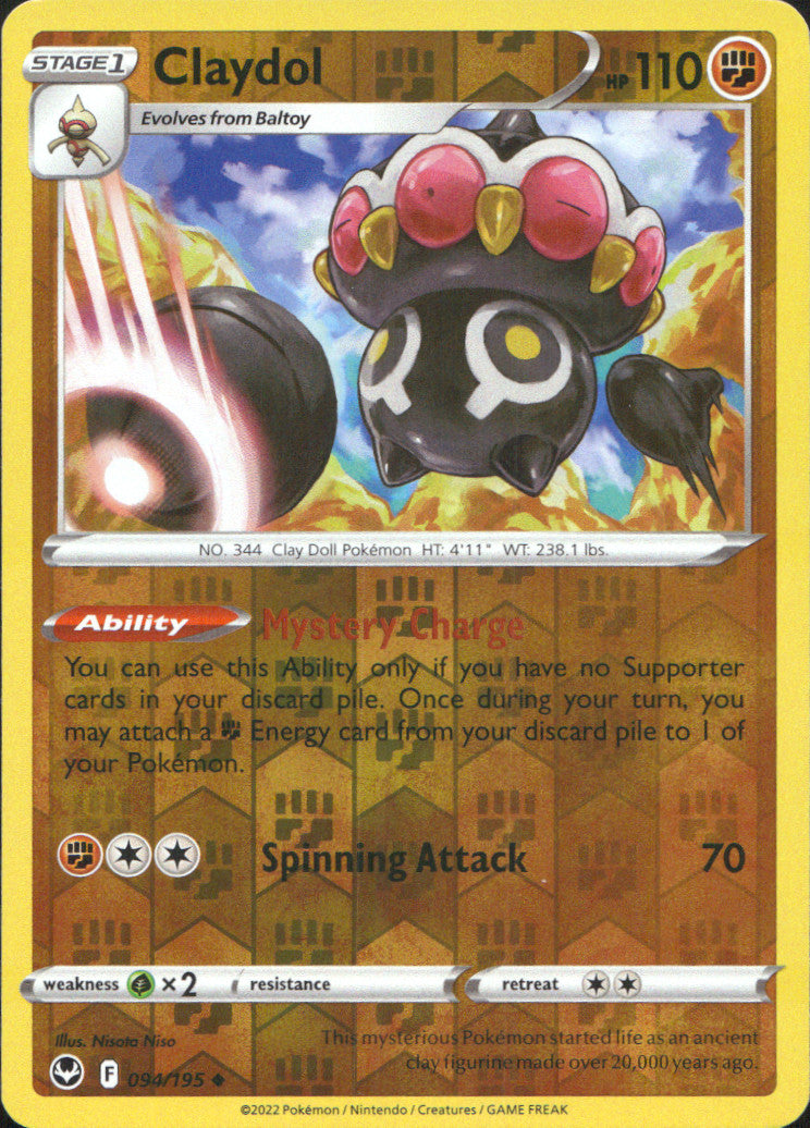 Claydol Reverse Holo Uncommon SWSH12: Silver Tempest 094/195 NM
