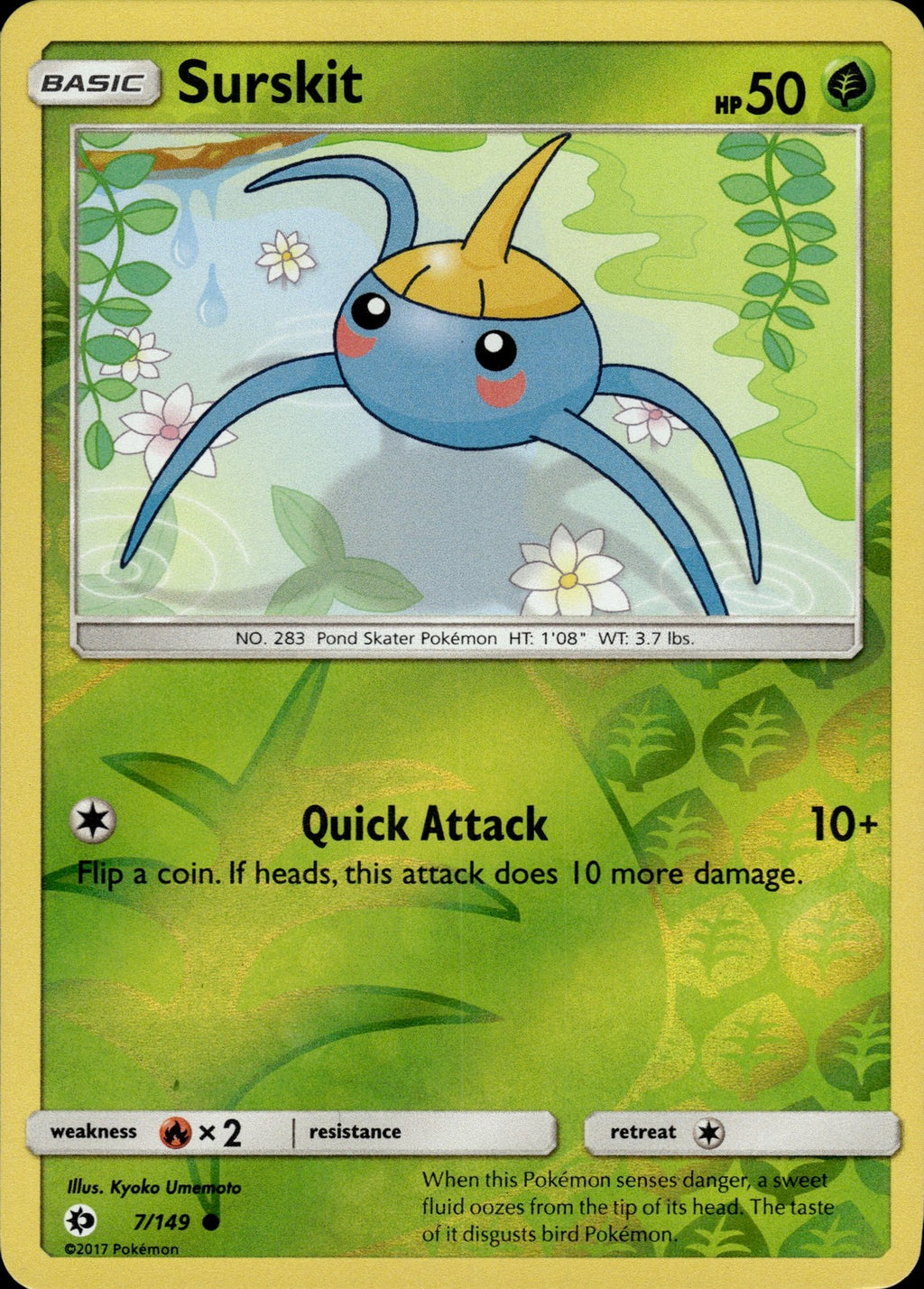 Surskit Reverse Holo Common SM Base Set 7/149 NM