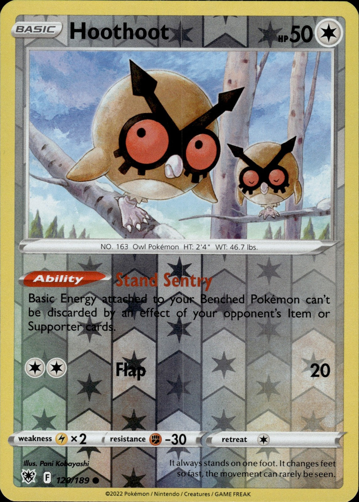 Hoothoot Reverse Holo Common SWSH10: Astral Radiance 120/189 NM