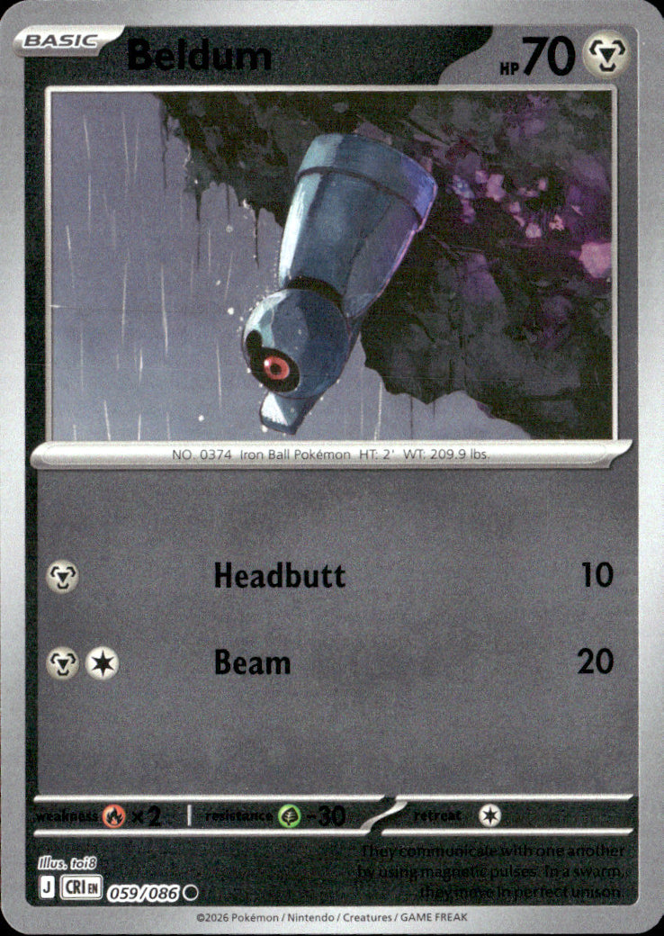 Beldum Reverse Holo Common ME04: Chaos Rising 059/086 NM